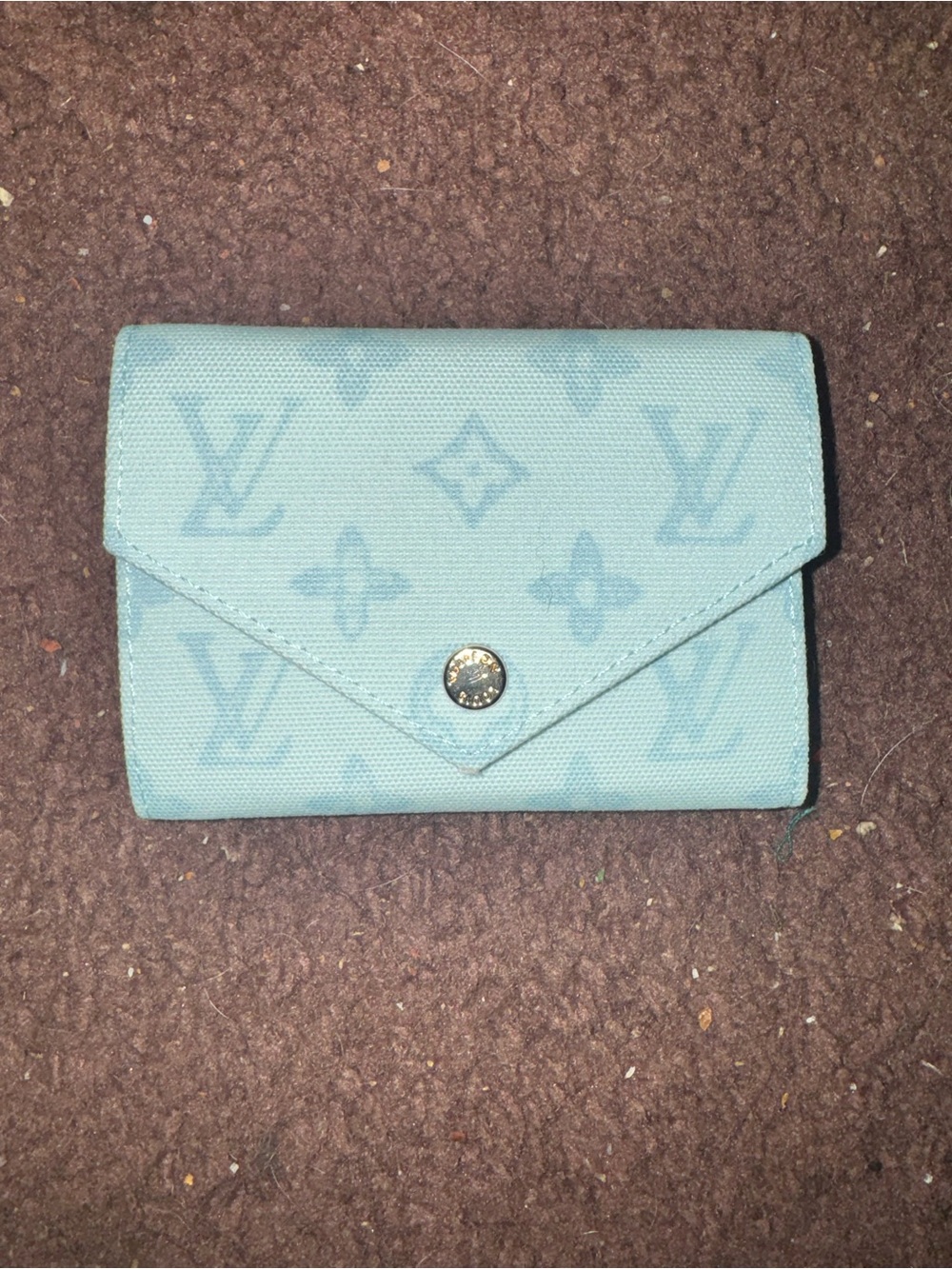 Light Blue Monogram Card Holder Wallet